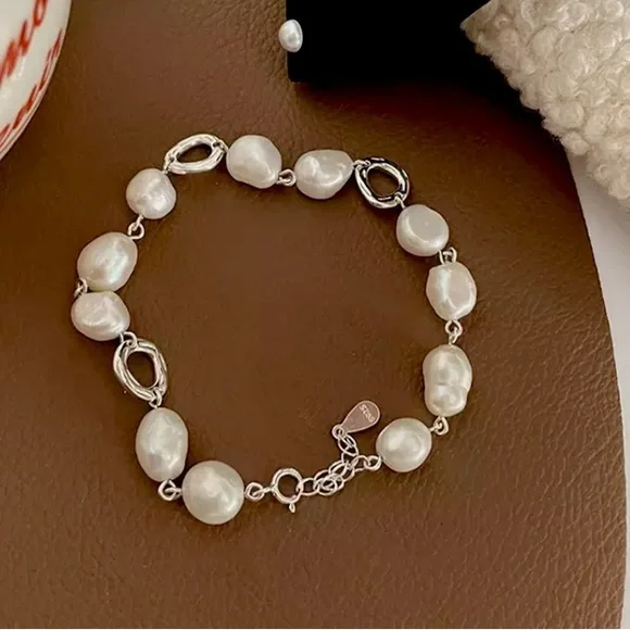Freshwater pearls bracelet Sterling Silver - Picture 2 of 5